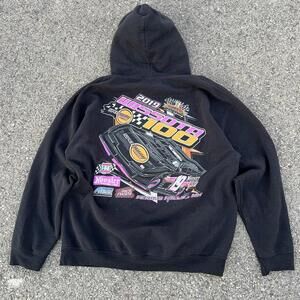 NASCAR Motorsports Hoodie Long Sleeve Sweatshirt Black Large Wissota 100